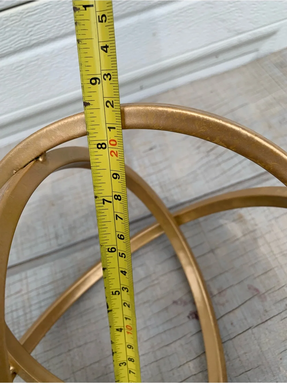 Gold Metal 3-Ring Interlocking Geometric Armillary Sphere Tabletop Decor Orb 9.5